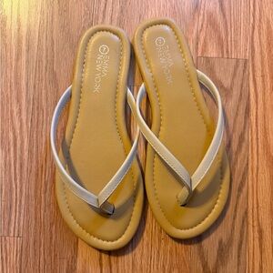 Women's Tan and White Sandals
